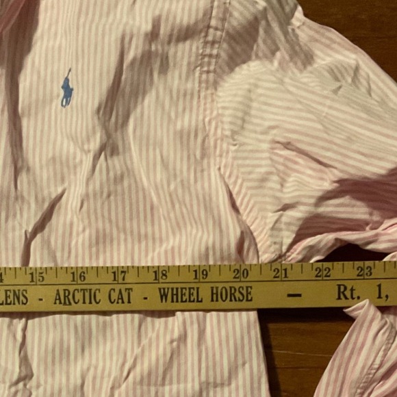 Ralph Lauren Pink Stripe Button Down Shirt Polo Pony Logo XL - Picture 2 of 4